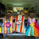Personalised Rainbow Stripe Lightning Star Superhero Cape with Initial Cosplay Costume Halloween Masquerade Holiday Party Gift for Girls Boys