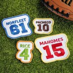 Personalized Multicolour Embroidered Sport Patch with Name and Number Sports Event Cheer Accessories Gift for Sport Lover