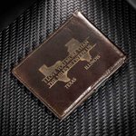 Portefeuille en Cuir Personnalisé avec Texte et État Gravés Porte-Monnaie avec Fentes Cadeau Anniversaire Longue Distance pour Homme