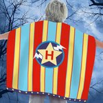 Personalised Rainbow Stripe Lightning Star Superhero Cape with Initial Cosplay Costume Halloween Masquerade Holiday Party Gift for Girls Boys