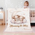 Gepersonaliseerde schattige mama en baby hond Sika hert dieren zachte deken met naam verjaardag Home Decor Gift voor mama jongens meisjes