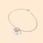 Personalised Dainty 1-5 Paw Print Charm Twisted Circle Bracelet with Initial Dog Cat Mom Jewellery Birthday Memorial Gift for Women
