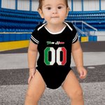 Personlig Multicolor National Flag Element Unisex Baby Bodysuit med namn och nummer Födelsedag Cheer Tillbehör Gåva för Baby Flicka Pojke
