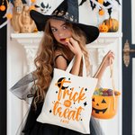 Personalisierte Fledermaus Süßigkeiten Stern Trick oder behandeln wiederverwendbare Canvas Tasche mit Namen Halloween Aktivität Geschenk für Kinder