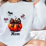 Personalized Multicolour Halloween Pumpkin Bat Adult Kid Sweatshirt with Name Halloween Birthday Gift for Family