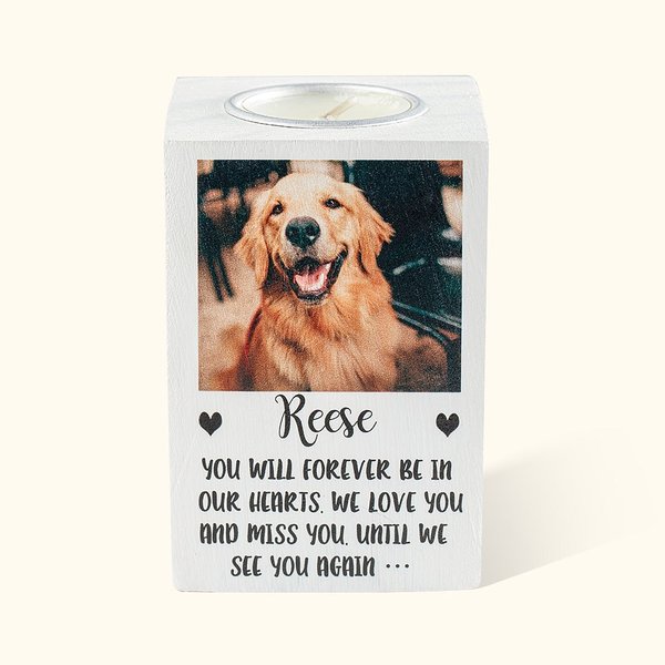 Personalized Dog Cat Photo Candle Tealight Holder with Name and Text Memorial Gift for Pet Lover