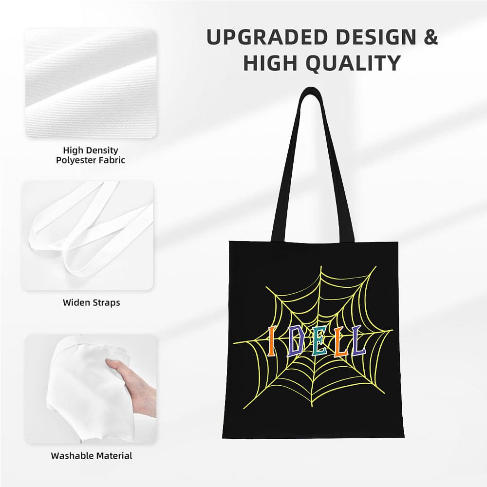 Personalized Spider Webs Halloween Canvas Tote Bag with Name Trick or Treat Halloween Party Favors Gift for Kids 6
