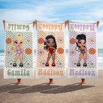 Personalisierte überdimensionale schnell trocknend Y2K Stil Grid Strandtuch mit Namen Sommer Reise Essentials Geburtstag Geschenk für Frauen