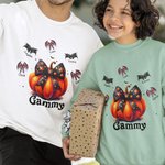 Personalized Multicolour Halloween Pumpkin Bat Adult Kid Sweatshirt with Name Halloween Birthday Gift for Family