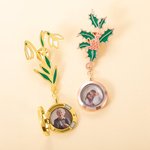 Personlig födelseblomma dekorera emaljnål med foto och graverad text Jubileumsbröllopsgåva till brudgum
