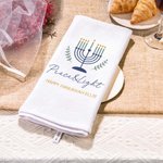 Gepersonaliseerde Chanoeka Menora 100% Katoenen Wafel Theedoek met Tekst Home Keuken Decor Chanoeka Cadeau voor Joodse Familie