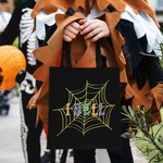 Personalized Spider Webs Halloween Canvas Tote Bag with Name Trick or Treat Halloween Party Favors Gift for Kids 2