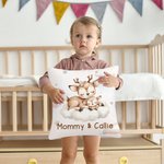 Personalized Sleeping Mommy Baby Animal Dreamy Moon Cloud Throw Pillow Cover with Name Cute Home Nursery Room Decor Birthday Gift for Kids