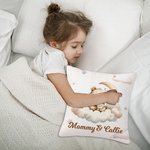 Personalized Sleeping Mommy Baby Animal Dreamy Moon Cloud Throw Pillow Cover with Name Cute Home Nursery Room Decor Birthday Gift for Kids
