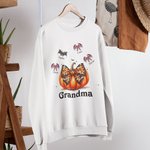 Personalized Multicolour Halloween Pumpkin Bat Adult Kid Sweatshirt with Name Halloween Birthday Gift for Family