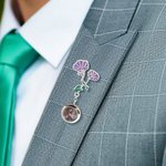 Personlig födelseblomma dekorera emaljnål med foto och graverad text Jubileumsbröllopsgåva till brudgum