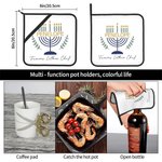 Personalized Hanukkah Menorah Set of 2 Insulation Potholders with Name Happy Hanukkah Housewarming Gift for Baking Lovers Cook Enthusiast