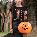 Spersonalizowana postać z kreskówki Nietoperz Dziecko 100% bawełniana koszulka dla dorosłych z imieniem Prezent na Halloween dla przyjaciela rodziny