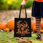 Personalisierte Fledermaus Süßigkeiten Stern Trick oder behandeln wiederverwendbare Canvas Tasche mit Namen Halloween Aktivität Geschenk für Kinder