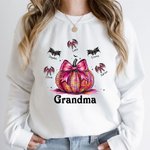 Personalized Multicolour Halloween Pumpkin Bat Adult Kid Sweatshirt with Name Halloween Birthday Gift for Family