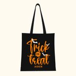 Personalisierte Fledermaus Süßigkeiten Stern Trick oder behandeln wiederverwendbare Canvas Tasche mit Namen Halloween Aktivität Geschenk für Kinder