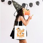 Personalisierte Fledermaus Süßigkeiten Stern Trick oder behandeln wiederverwendbare Canvas Tasche mit Namen Halloween Aktivität Geschenk für Kinder