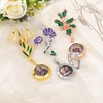 Personlig födelseblomma dekorera emaljnål med foto och graverad text Jubileumsbröllopsgåva till brudgum