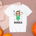 Spersonalizowana postać z kreskówki Nietoperz Dziecko 100% bawełniana koszulka dla dorosłych z imieniem Prezent na Halloween dla przyjaciela rodziny