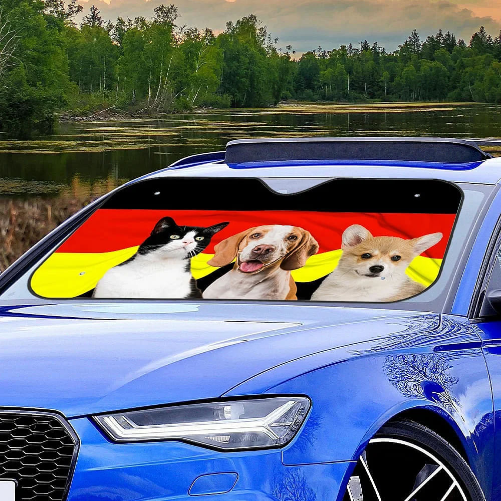 Personalisierte Nationalflagge 1 - 3 Haustier Fotos Auto Windschutzscheibe Sonnenschirm Autozubehör Outdoor-Aktivitäten Geschenk für Tierliebhaber