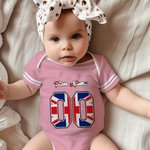 Personalisierter Mehrfarbiger Unisex Baby Strampler mit Deutschem Flagge Element und Nummer Nationalflagge Geburtstag Nationalfeiertag Jubel Geschenk