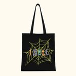 Personalized Spider Webs Halloween Canvas Tote Bag with Name Trick or Treat Halloween Party Favors Gift for Kids 1