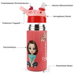 Personalisierte Niedliche Cartoon-Figur Name Trinkflasche 350ml mit Strohhalm und Pop-up Deckel Kindertag Zurück zur Schule Geschenk für Kinder