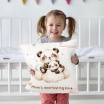 Personalized Sleeping Mommy Baby Animal Dreamy Moon Cloud Throw Pillow Cover with Name Cute Home Nursery Room Decor Birthday Gift for Kids