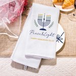 Gepersonaliseerde Chanoeka Menora 100% Katoenen Wafel Theedoek met Tekst Home Keuken Decor Chanoeka Cadeau voor Joodse Familie
