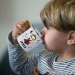 Taza esmaltada personalizada de 11oz con el nombre del personaje de dibujos animados murciélagos fantasmas Halloween Spooky Season Gift for Kids