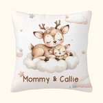 Personalized Sleeping Mommy Baby Animal Dreamy Moon Cloud Throw Pillow Cover with Name Cute Home Nursery Room Decor Birthday Gift for Kids