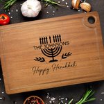 Gepersonaliseerde Chanoeka Menora Gegraveerde Houten Snijplank met Tekst en Sap Groef Keuken Accessoires Chanoeka Gift voor Joodse