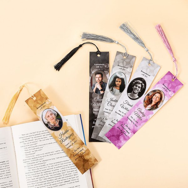 Personalized Multicolour Photo Bookmark with Tassel Funeral Memorial Keepsake Gift for Family