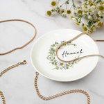 Personalised Birth Flower Ceramic Trinket Jewellery Dish with Name Desk Decor Birthday Wedding Bridal Gift for Women