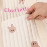 Personalised Cute Rabbit Bear Olive Leaf Large Cotton Mommy Hospital Bag with Embroidered Name Pregnancy Baby Shower Gift for Women
