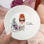Personalizzato nascita corona di fiori personaggio dei cartoni animati Trinket gioielli piatto con nome compleanno matrimonio regalo di Natale per le donne ragazza