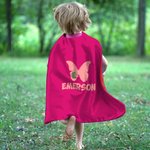Personalised Cute Butterfly Heart Lighting Design Superhero Kid Cape with Name and Initial Halloween Costume Party Dress Up Gift for Boys Girls