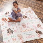 Personalised Pink Mermaid Princess Soft Blanket with Colourful Initial and Name Nursery Decor Baby Shower Birthday Gift for Girls Mermaid Lovers