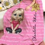 Personalized Multicolor Cute Cartoon Birth Flower Soft Throw Blanket with Name Ship from USA Birthday Christmas Gift for Boys Girls