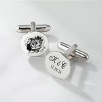 Boutons de manchette personnalisés en forme de crâne de sucre mexicain, avec initiales gravées et date du jour des morts Cadeau de mariage pour le mar