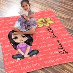 Personalized Multicolor Cute Cartoon Birth Flower Soft Throw Blanket with Name Ship from USA Birthday Christmas Gift for Boys Girls