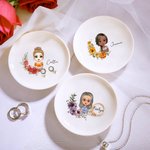 Personalizzato nascita corona di fiori personaggio dei cartoni animati Trinket gioielli piatto con nome compleanno matrimonio regalo di Natale per le donne ragazza