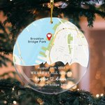 Personalized Map Acrylic Round Pendant with Text and Photo Engagement Wedding Gift for Couple