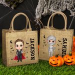 Henkilökohtainen sarjakuva vampyyri noita temppu tai Treat Juutti Kangaskassi nimi Halloween puolue lahja pojille tytöille