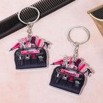 Personalized 3D Scissor Hairdryer Hair Kit Design Acrylic Keychain with Name Birthday Christmas Appreciation Gift for Hairstylist